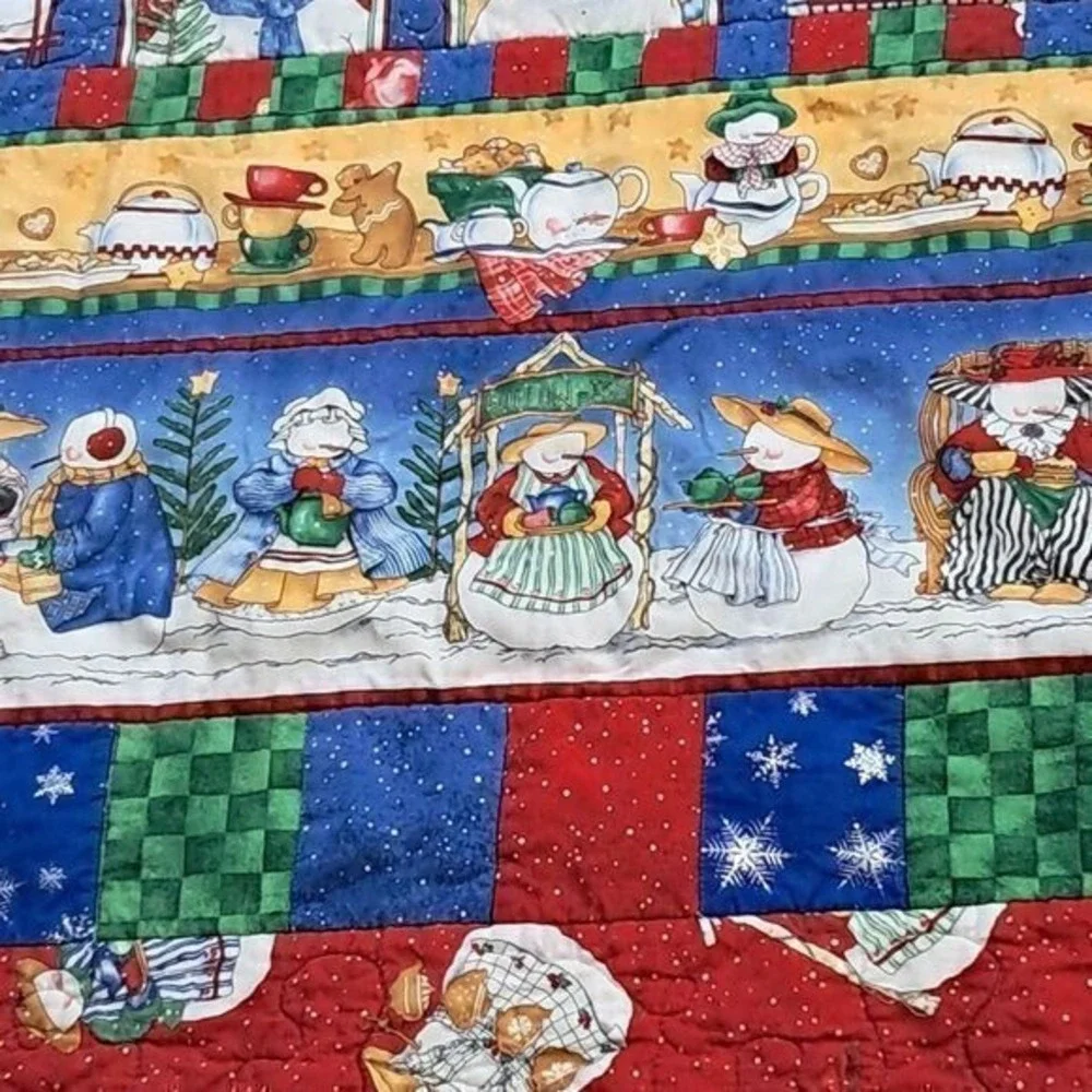Handmade Winter Snowman Quilt Christmas Holiday‎ Patchwork #CS44